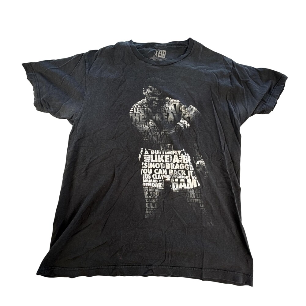 Ali Shirt Mens Large Black Muhammad Ali Typography Graphic Tee Tagless Cotton